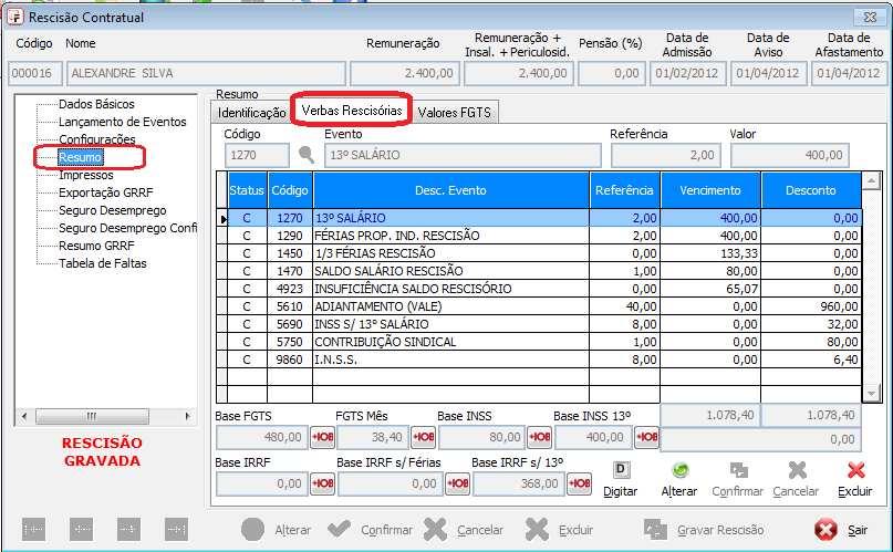 Verbas Identificação Grupo IOB