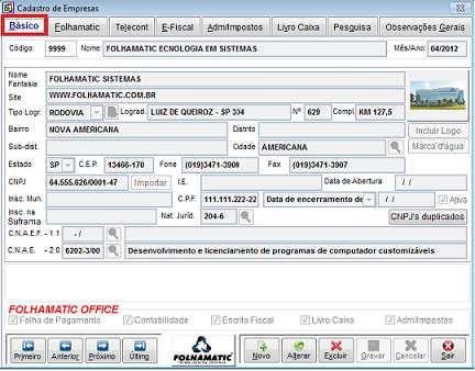 Empresas / Folhamatic Cadastro