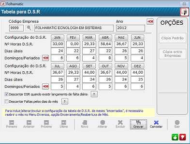 Backup Tabela DSR por Empresa