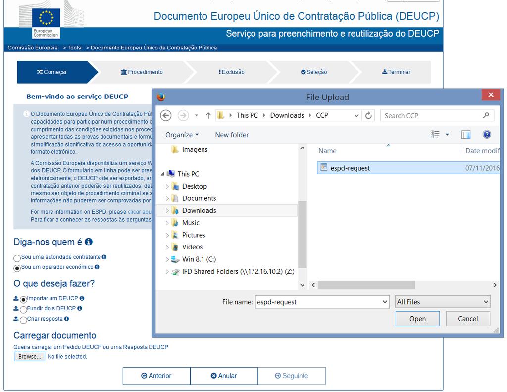 ANEXO II Instruções para preenchimento do DEUCP 1. O DEUCP, de formato eletrónico, deve ser obtido na área específica do Portal da Comissão Europeia, em https://ec.europa.