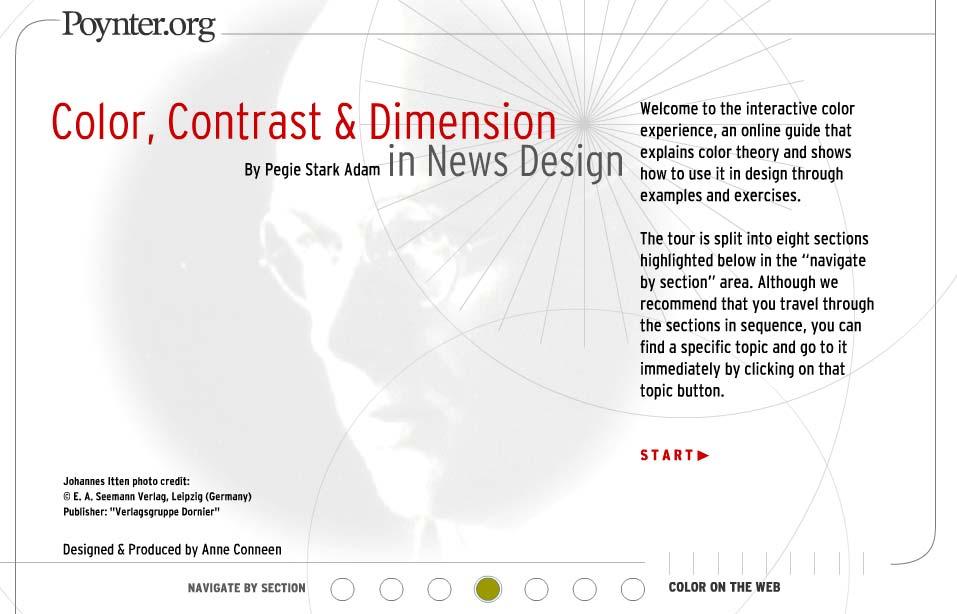 Manual e Guia de Utilização e Exploração do Color, Contrast & Dimension 1. Para acedermos a esta ferramenta, devemos, no browser da Internet digitar o seguinte endereço: http://poynterextra.