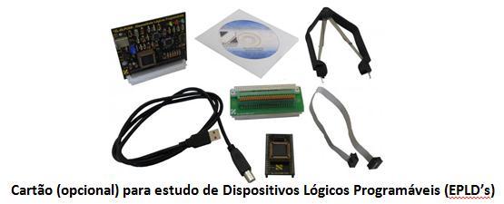 necessários para seu funcionamento e o conector euro macho de 64 vias para encaixe no conector de expansão euro fêmea do Módulo de Eletrônica Digital Avançado MPL-AD18EX2.