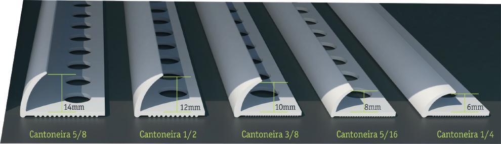 1. Cantoneiras Cantoneiras para acabamento de instalação simultânea com o revestimento cerâmico ou revestimentos em geral.