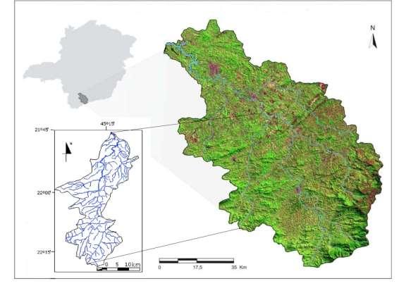 36 Figura 1. Localização da bacia do Rio Lambari no estado de Minas Gerais, a partir da bacia do Rio Verde.