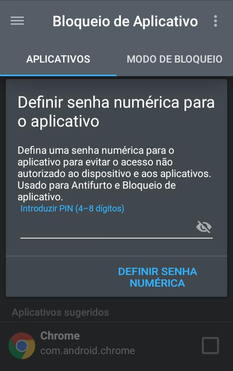 5. Permite que a opção Tirar Foto apanhe qualquer intruso que tente aceder aos seus dados pessoais. 6. Selecione as aplicações que pretende proteger.