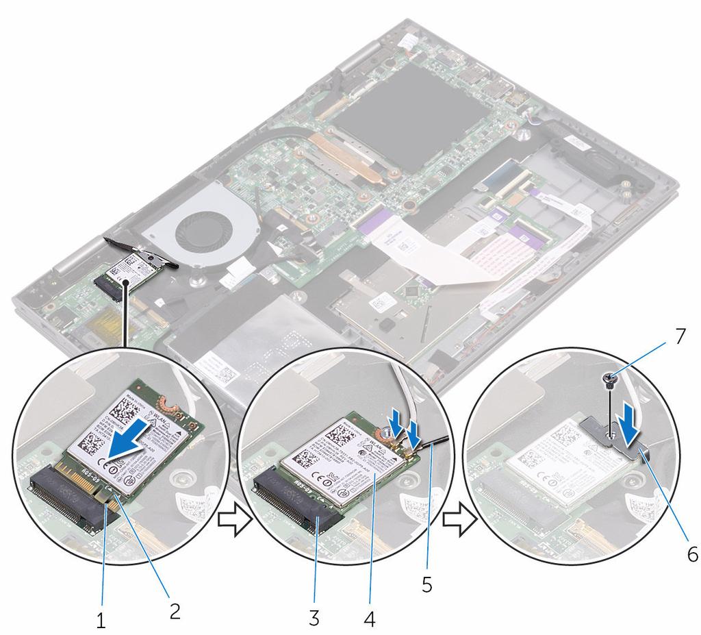 5 Volte a colocar o parafuso que fixa o suporte da placa sem fios à placa sem fios.