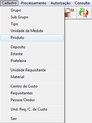 Mas antes de cadastrarmos os produtos temos que cadastrar suas subdivisões (Grupo, Subgrupo, Tipo e Unidade de Medida): 1.