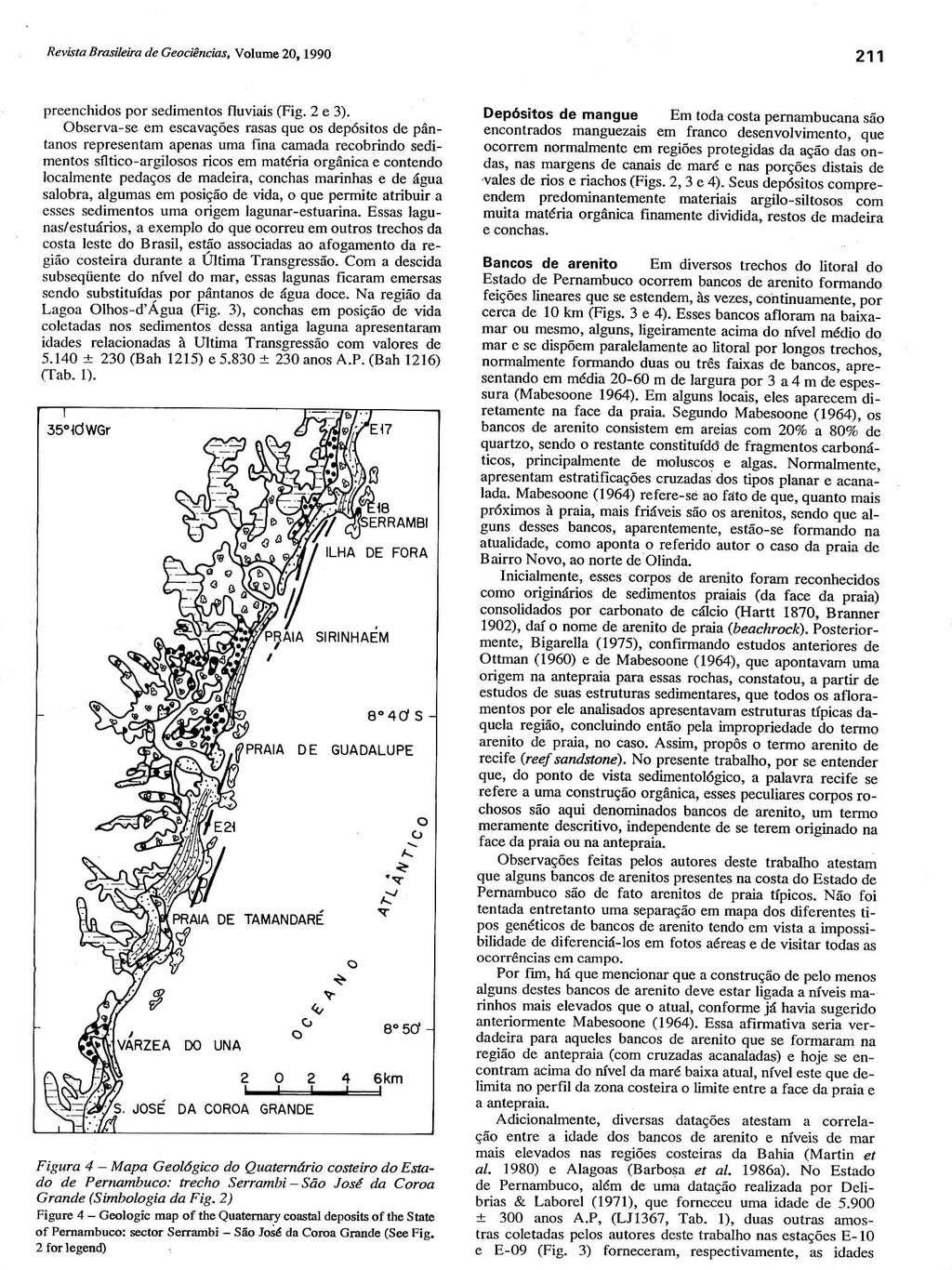 Revista Brasileira de Geociacias, Volume 20, 1990 211 preenchidos por sedimentos fluviais (Fig. 2 e 3).