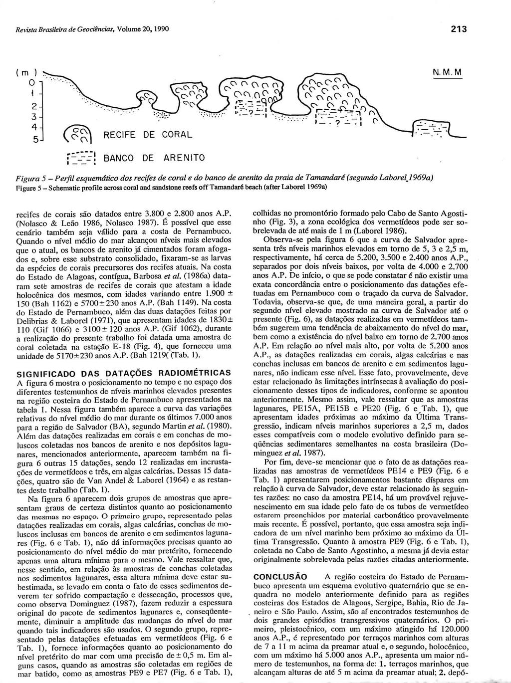 Revista Brasileira de Geociências, Volume 20, 1990 213 ( RECIFE DE CORAL ( ( --q a? ("ssçs c C ç's C \ ( r ). 7 C N 7 M.