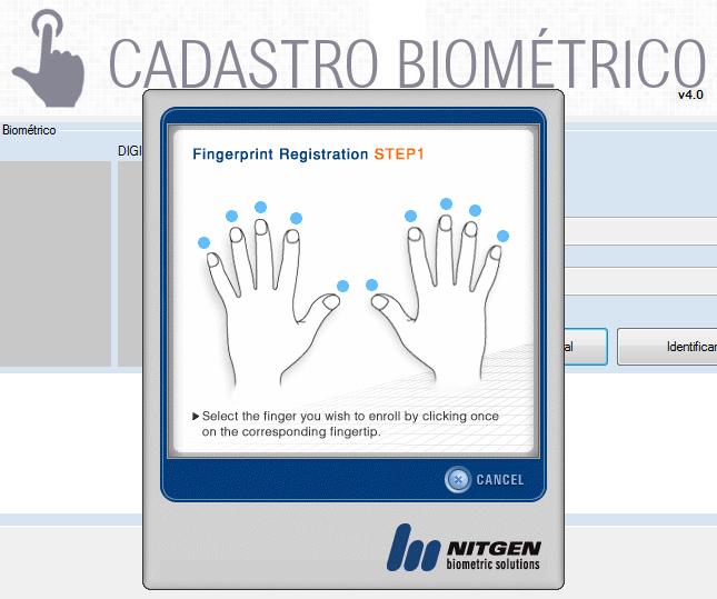 p. Ao clicar no botão Cadastrar Digital. A próxima tela será exibida. q.