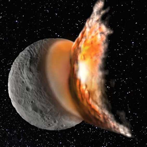 Vesta: um protoplaneta grande típico Simulações teóricas sugerem que colisões violentas