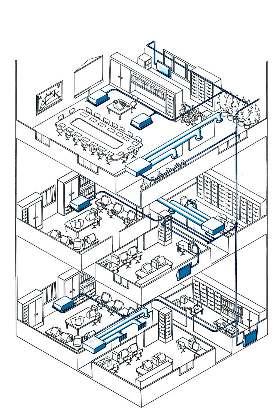 Desenho simplificado da Tubagem A derivação em forma de "Y" da Toshiba e combinações de linhas de tubagem muito flexíveis, permitem que o caminho seja mais curto entre o exterior