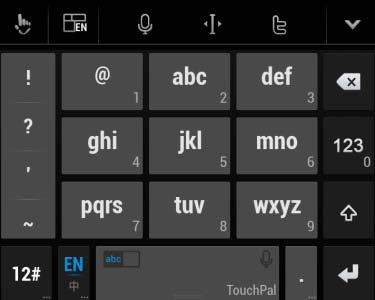 Toque em para apagar um ou vários caracteres que já introduziu. Toque em para aceder às definições do teclado TouchPal. Toque em para abrir as opções de edição.