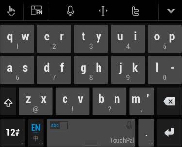 Teclado reduzido Toque numa tecla repetidamente até aparecer a letra ou símbolo desejado. Ativar e utilizar o TouchPal Curve: 1.
