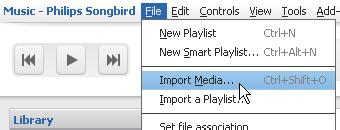 No pastas No, vá para FileImport Media pastas no PC.» adicionados em Library ou vá a FileImport a playlist seleccionar listas de reprodução no PC.