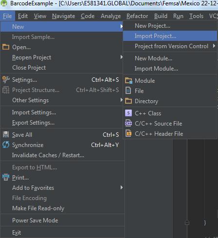 11 Importar um exemplo no Ambiente Android Studio Ou se já esta aberto no ambiente com outro projeto.