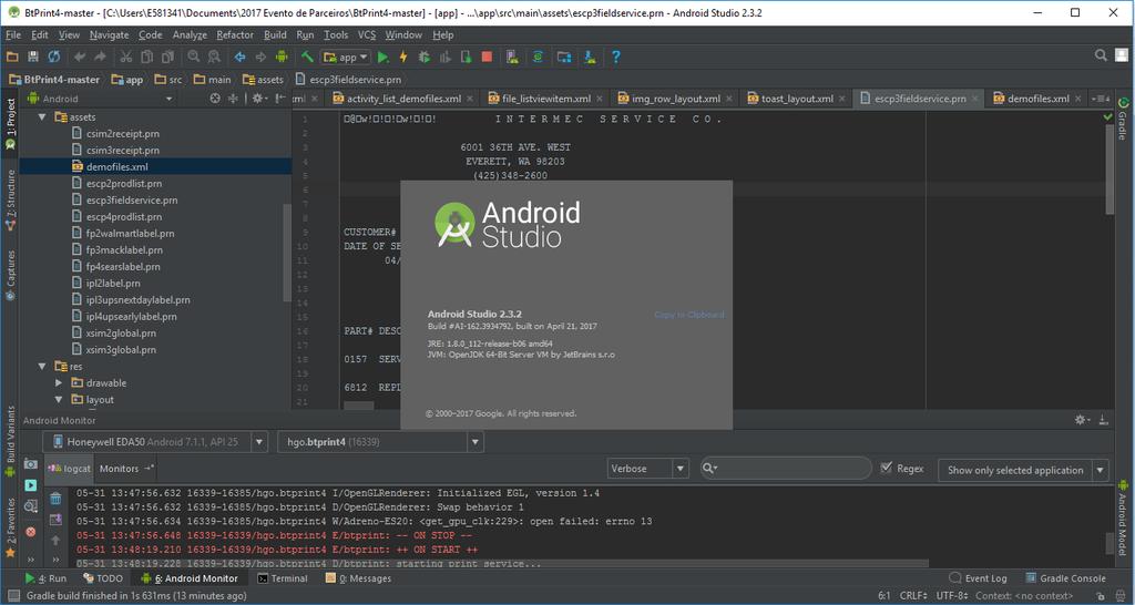 3 Ambiente de Desenvolvimento - Descarregar o Android Studio (versión 2.3.2, deste link. É um instalador.exe de 1.9GB).