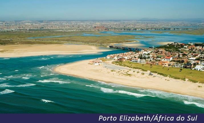 18º DIA (21/04) PORT ELIZABETH (ÁFRICA DO SUL) Port Elizabeth é uma das maiores e mais ensolaradas cidades da África do Sul, situada na província do Cabo Oriental, numa região conhecida como Baía