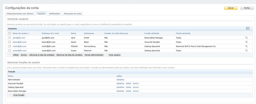 empresa e uma flecha suspensa) para abrir a janela de