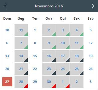 Será apresentado o horário do docente na semana atual. É possível visualizar outras semanas clicando nas setas (3).