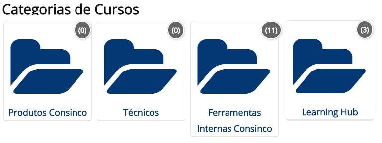 Categorias de Cursos Nas Categorias, diversas modalidades que trazem cursos diversificados, como formação nos Produtos Consinco, e também em