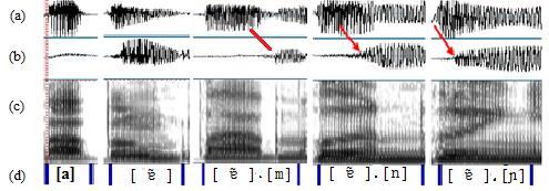 111 FIGURA 20: OSCILOGRAMAS DO MICROFONE ORAL E DO PIEZOELÉTRICO E ESPECTROGRAMA DE BANDA LARGA DA VOGAL BAIXA PRÉ-TÔNICA ORAL ( A ), NASAL ( ɐ ), NASALIZADAS ( ɐ [M]), ( ɐ [N]) E ( ɐ [Ɲ]) 33 Na