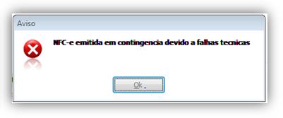 Emissão em contingência NFC-e em contingência (impressa em 2 vias) Obs.