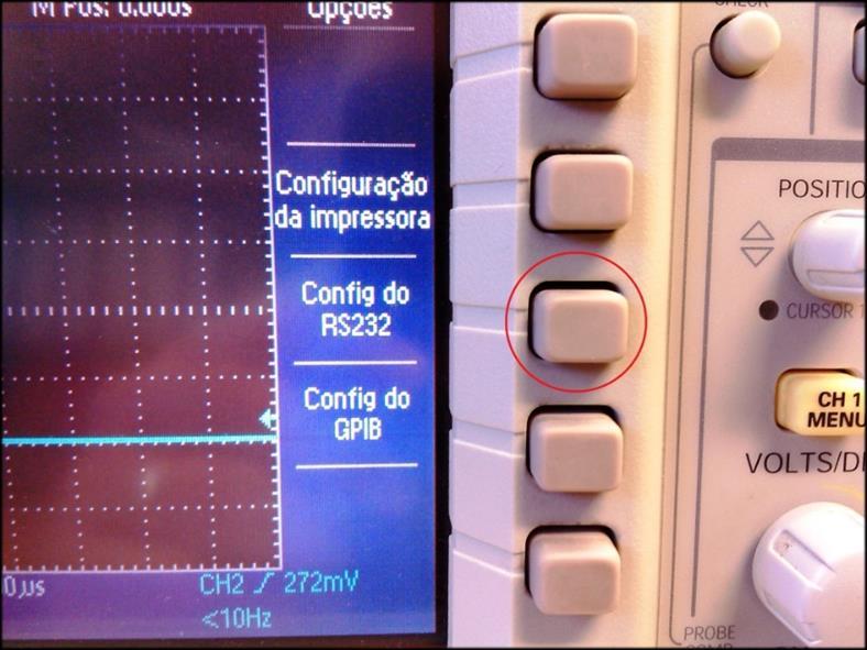 Figura 5 Menu Opções Neste caso, acede-se às configurações da porta RS232