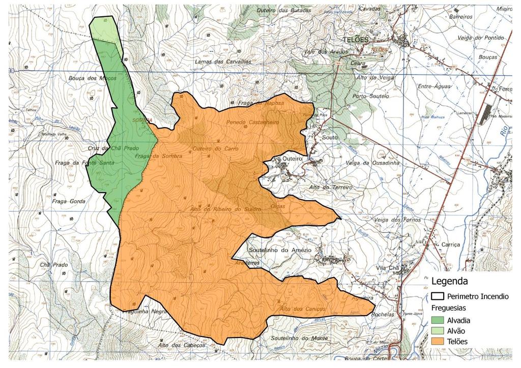 2.2. Concelhos e freguesias O incêndio teve origem no dia 5 de setembro, às 10 horas e 48 minutos, na freguesia de Telões, tendose propagado para as freguesias de Alvão do concelho de Vila Pouca de