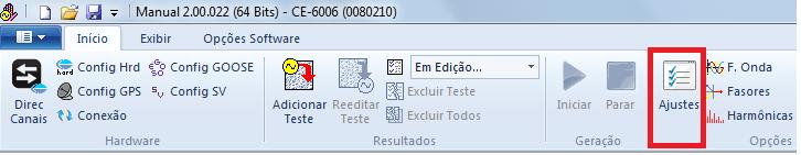 3.2 Configurando os Ajustes Figura 5 Ao abrir o software a tela de Ajustes abrirá automaticamente (desde que a opção Abrir Ajustes ao Iniciar encontrado no menu Opções Software esteja selecionada).