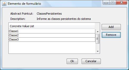 CAPÍTULO 7. ESTUDO DE CASO 96 Figura 7.8: Elemento de formulário do PJA: AbrirConexão Figura 7.9: Elemento de formulário do PJA: ClassesPersistentes 7.2.