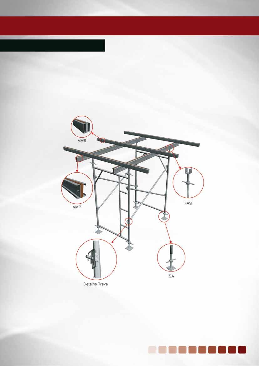 Produtos Escoramento Metálico O sistema de escoramento da Metroform foi desenvolvido para atender às necessidades e características da construção civil brasileira, atendendo, simultaneamente, ao