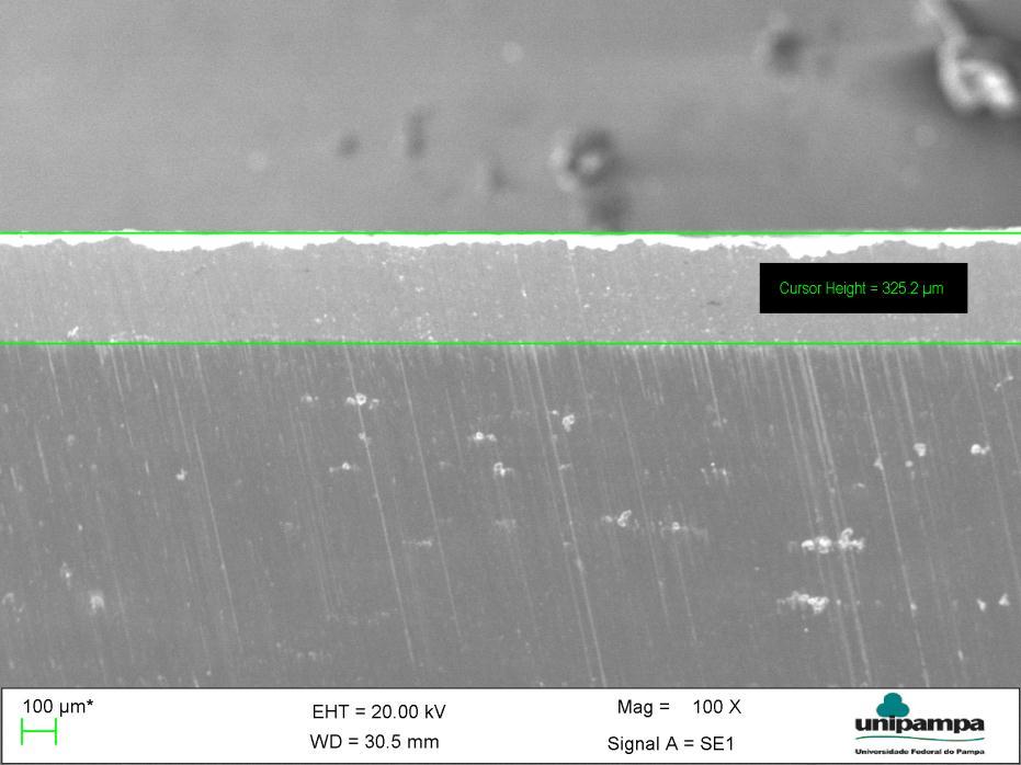 45 Figura 45 - Espessura do revestimento por MEV. Fonte: Autoria própria.