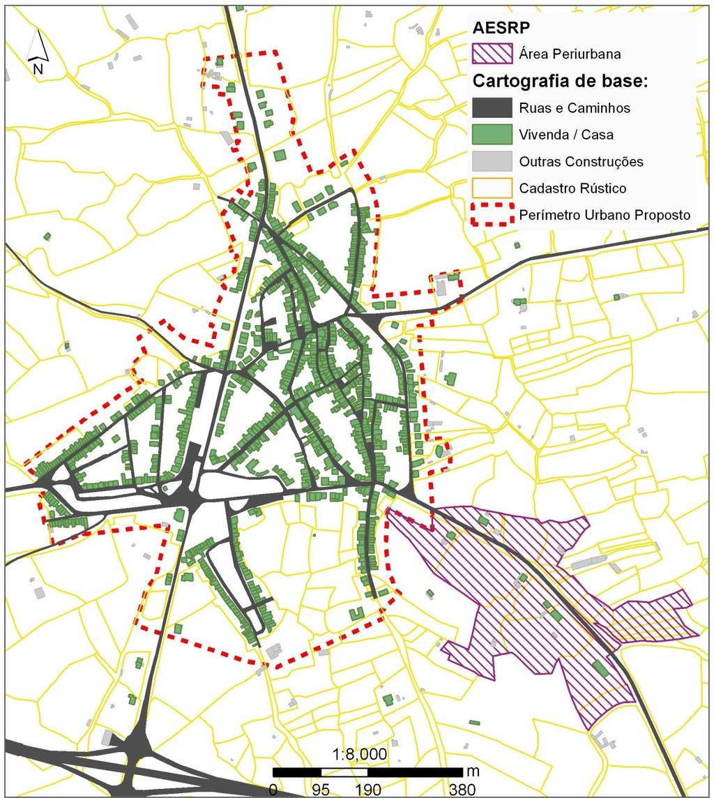 A delimitação da AESRP teve por base o cadastro predial rústico.