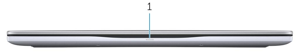 Exibições Frente 1 Luz de energia e status da bateria/luz de atividade do disco rígido Indica o status de carga da bateria ou a atividade do disco rígido.