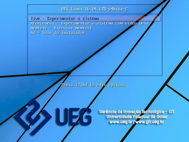 4. Iniciando a instalação do UEG Linux 16.