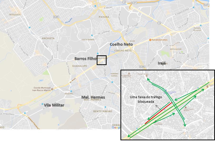 Bloqueios parciais e noturnos na Avenida Brasil, em Cordovil, Irajá e Manguinhos Até 1º de março de 2018, haverá interdição parcial ao tráfego de veículos na Avenida Brasil, no trecho entre as