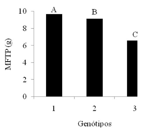 genótipos (Figura 3), na qual a variedade BRS 286 obteve melhores resultados, seguida da BRS Topázio e BRS Verde.