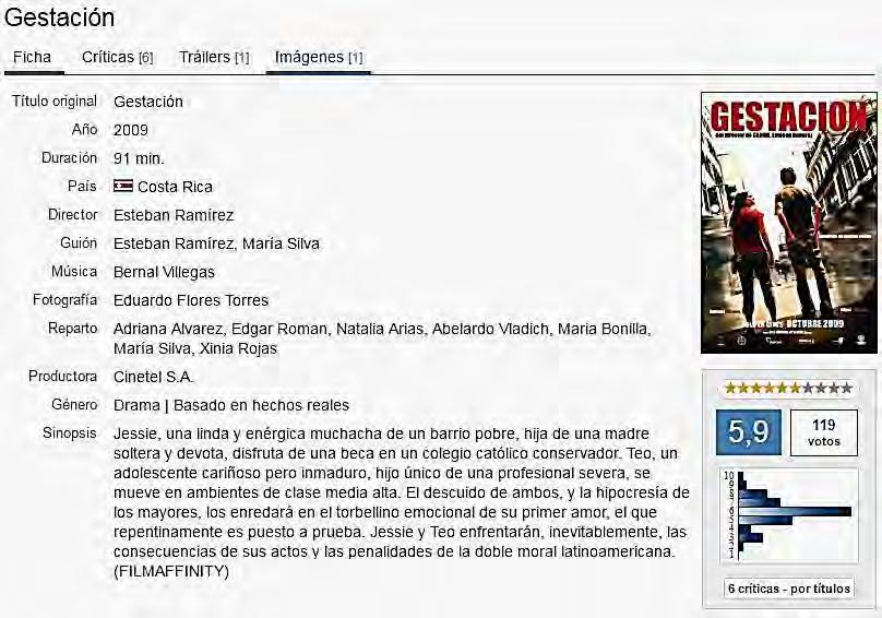 Texto Disponible en: <http://www.filmaffinity.com/es/film5.html>. Acceso en: ago.. QUESTÃO 7 Conforme la lectura del texto, es correcto afirmar que:.