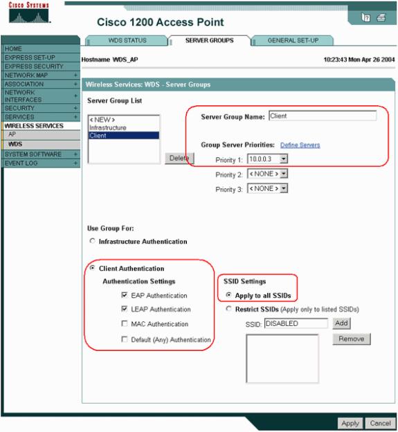 SSID relevantes. Alternativamente, emita estes comandos do CLI:Nota: O exemplo WDS AP é dedicado e não aceita associações de cliente.