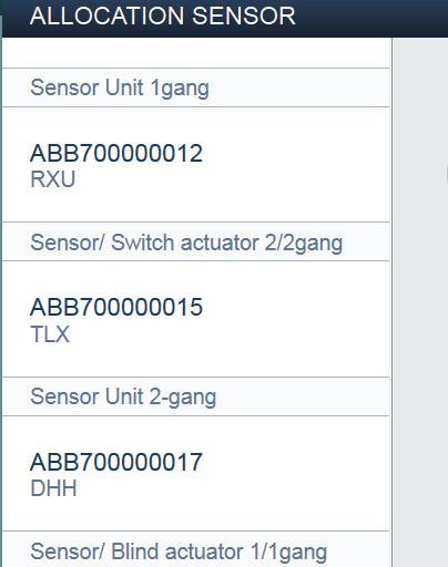 ABB-free@home Colocação em funcionamento Identificação através do número de série L Sensor Unit 1gang RXU ABB700000012 Sensor Unit flushm. R A Fig.