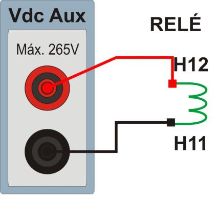 Sequência para testes de relé GE-745 no software DIFERENC 1. Conexão do relé ao CE-600X 1.1 Fonte Auxiliar Ligue o positivo (borne vermelho) da Fonte Aux.