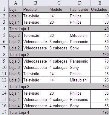 Estrutura de tópicos Organização automática Veja as duas planilhas ao lado.