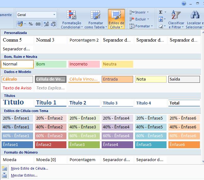 Formatação Estilo de célula O Excel oferece vários modelos prontos para a formatação de células, vamos usar um deles. 1. Selecione um conjunto de células que você quer formatar. 2 2.