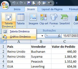 Criando um gráfico dinâmico Criar gráfico é um processo simples.