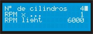 direito da função selecionada. - Com as teclas sobe e desce selecione a quantidade de cilindros do motor.