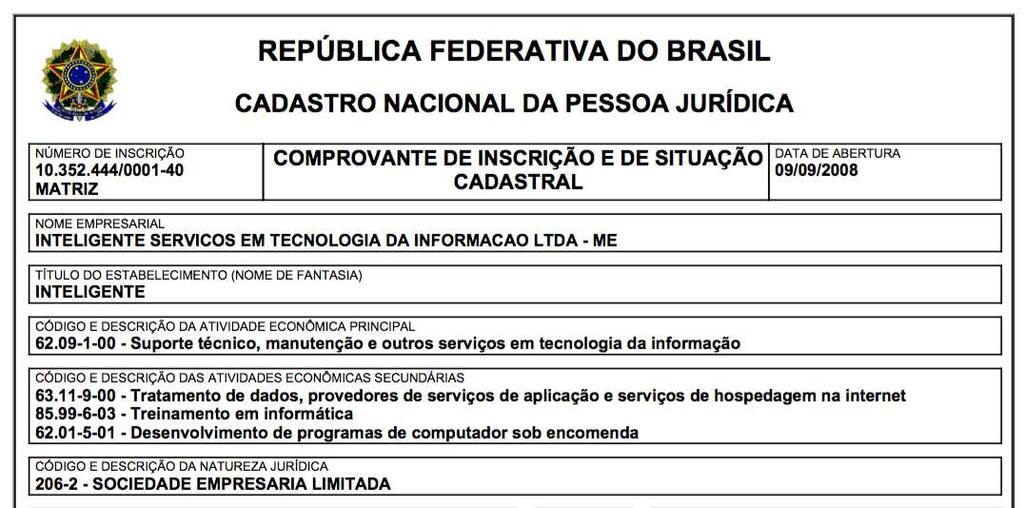 Receita Federal - Pessoa Jurídica CNPJ 10.352.