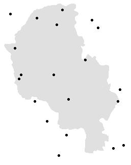 Simulação Hidrológica de Grandes Bacias Figura 11. Localização dos postos pluviométricos na bacia do rio Taquari - MS. com a localização dos postos fluviométricos com dados (Tabela 8).