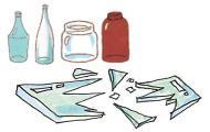 Dia de vidros Ex.: garrafas, espelhos, vidros, etc. * Jogar lâmpadas no dia de metais/cerâmicas.