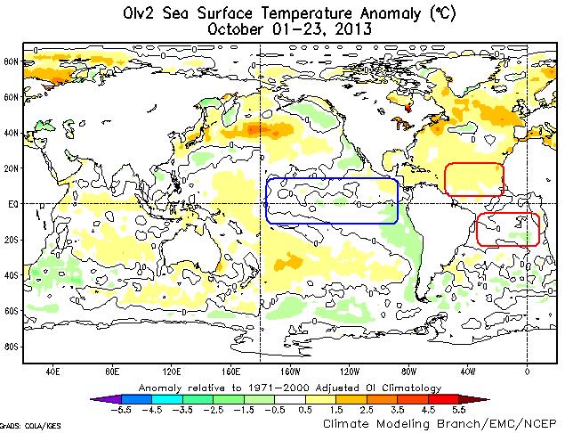7. rognóstico climático1 ondições atuais e tendência no Oceano acífico Equatorial (El Niño/La Niña) As observações mais recentes da temperatura na superfície do Oceano acífico Equatorial têm